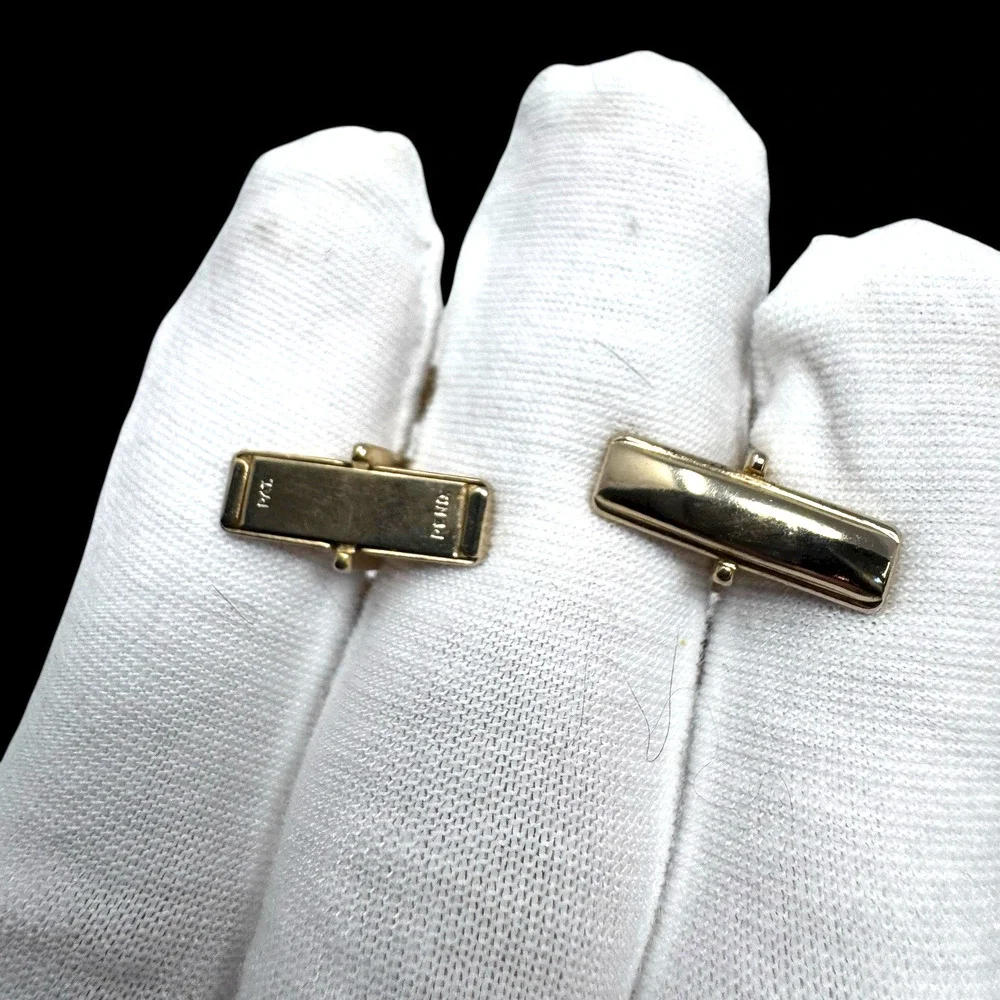 Vintage Gold Tone USA Pat. Pend Cufflinks Square Modernist Bar Design 22.7mm